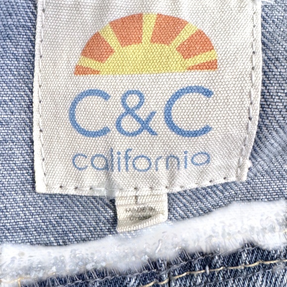 C&C California Denim Jacket with Lace Hem & Lace Cuffs – Size L - Picture 8 of 11